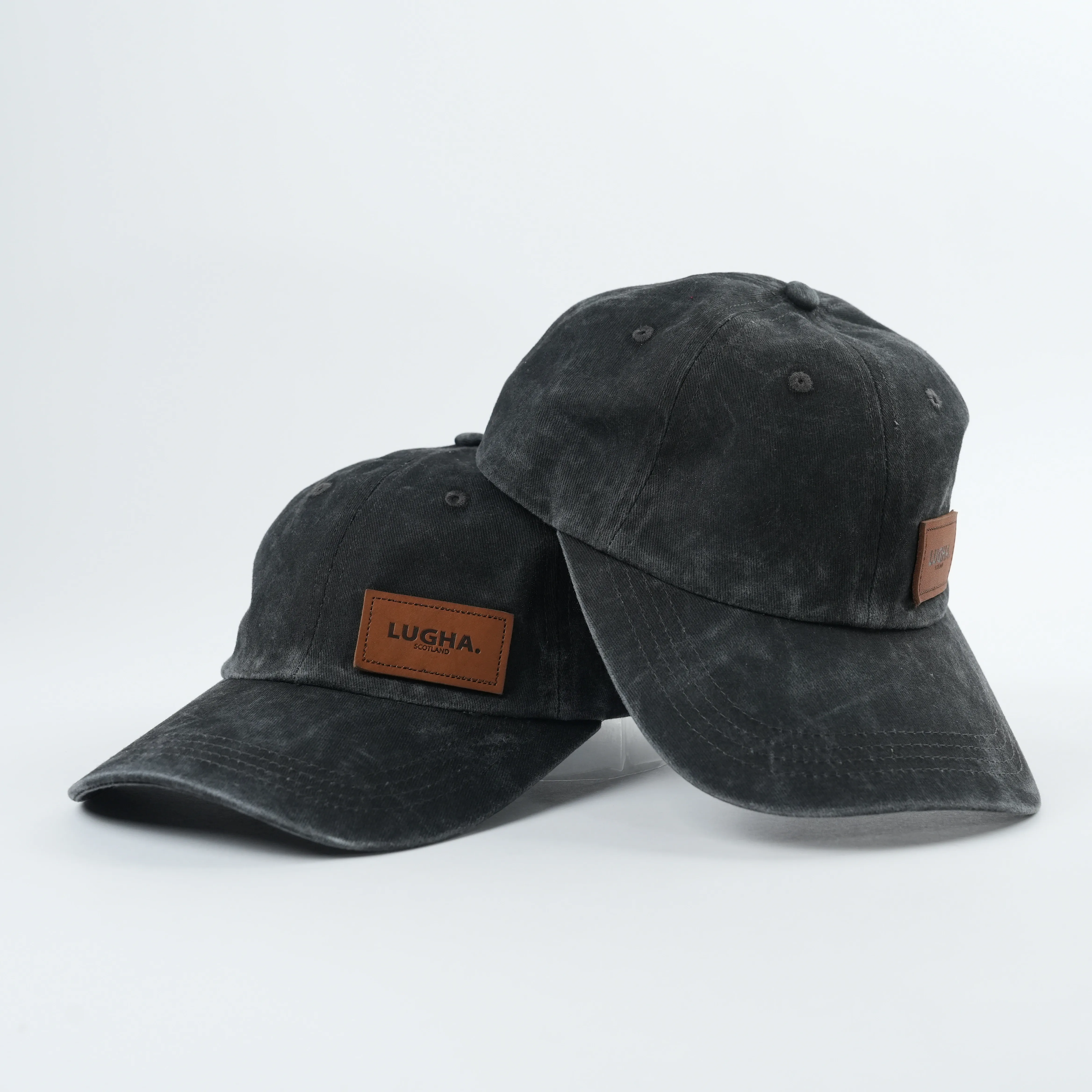 Custom Logo Acid Wash Unstructured Dad Caps With Leather Patch Embroidery Logo Cotton Fabric