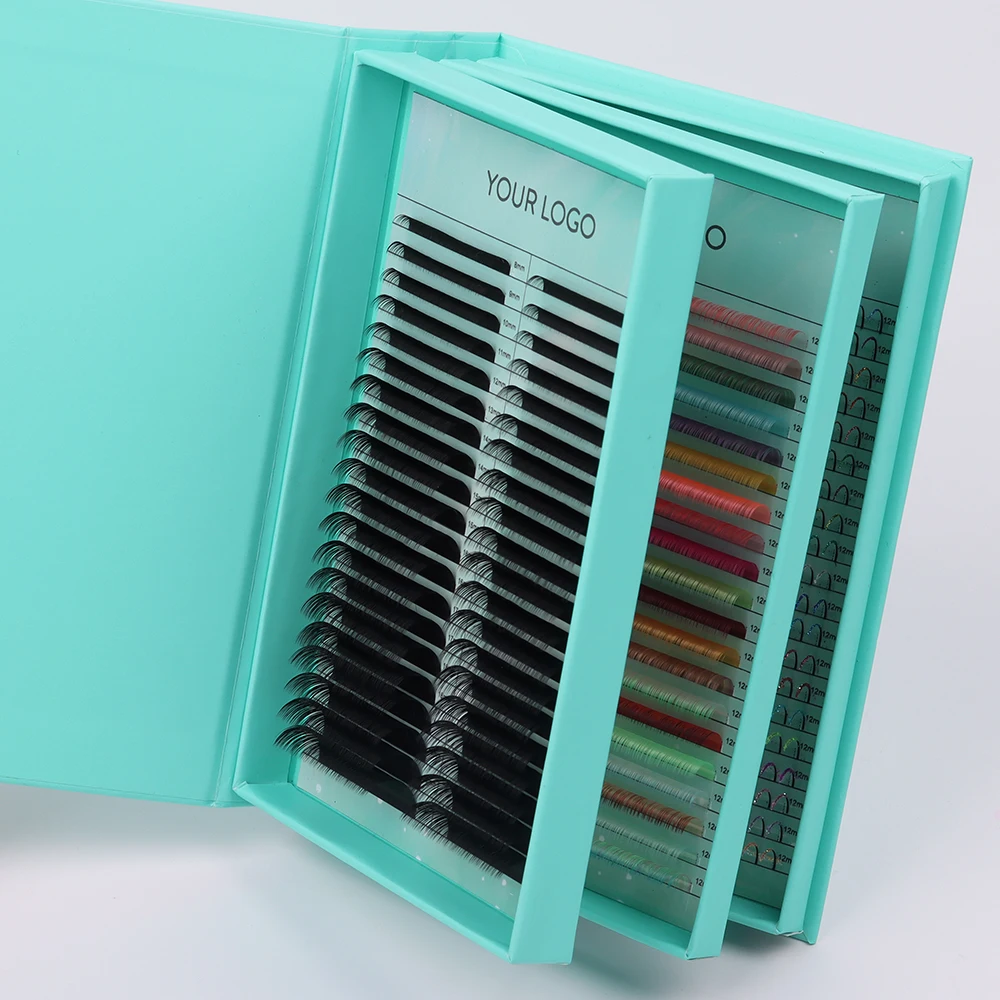 New Customized Box Premium Single Classic Lashes Matte Black Lash Extensions Cashmere Lash Tray Eyelash Extension Supplies