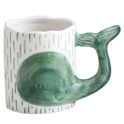 Hand-painted simple whale cup creative animal dolphin fish ceramic mug gargle