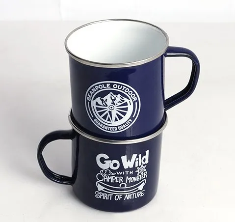 Custom-made enameled tin or stainless steel sparkled campfire mug cup