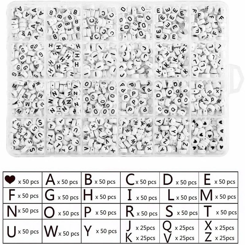 Hot Sale Handmade Jewelry Making Acrylic Letter Beads 4x7mm Alphabet Loose Bead For Jewelry Making
