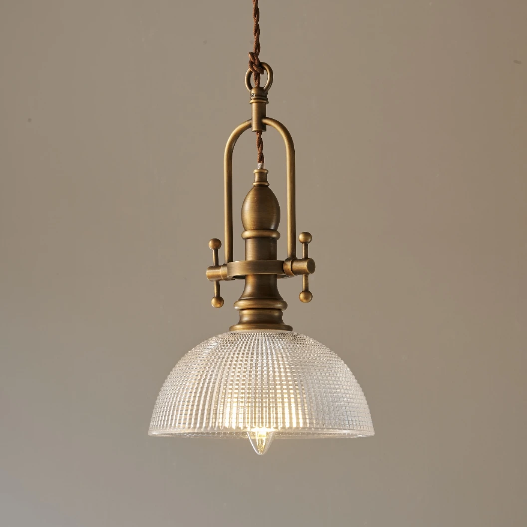 D1065 Mid-Ancient Style Midcentury Pendant Lamp Glass Shade Copper Lamp for Dining Room & Restaurant Modern Ceiling Installation