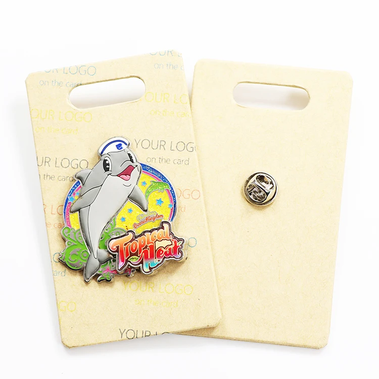 High quality personalize supplier custom cute anime trendy glitter enamel pin with a backing card