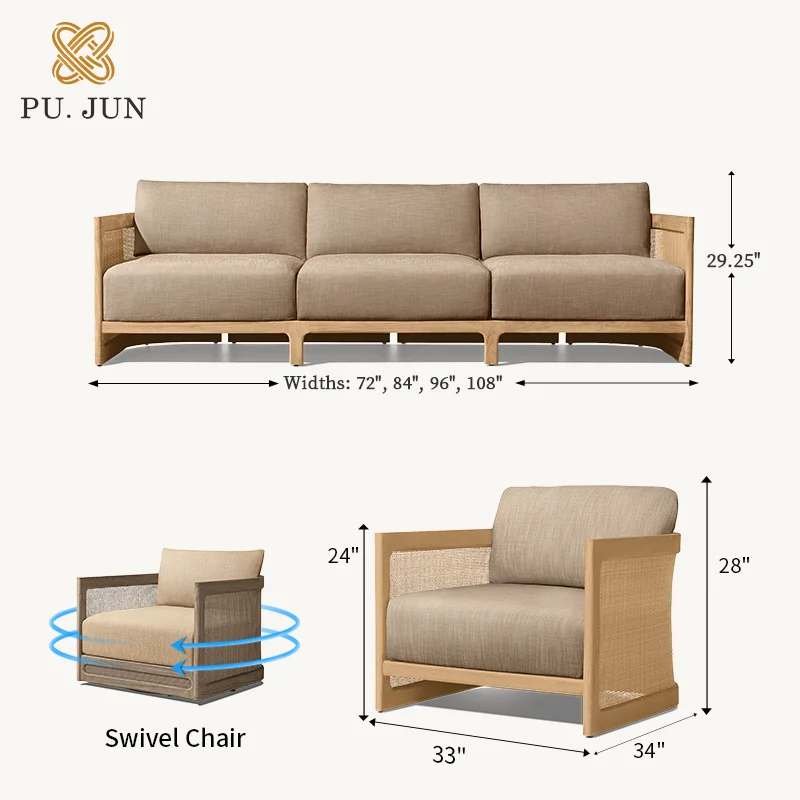 New arrival all-weather outdoor sofa set rounded rattan bamboo couch wicker patio set