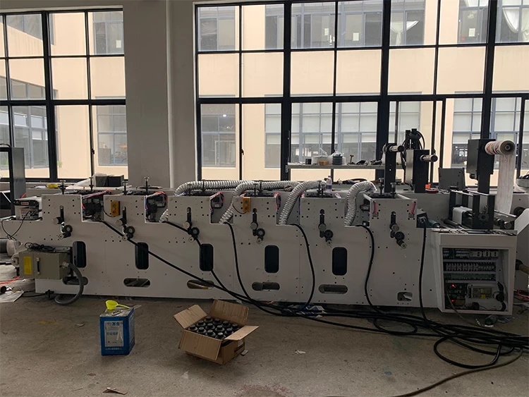 Factory sale 4 5 6 7 colors label paper plastic film roll printer horizontal flexographic flexo printing machine