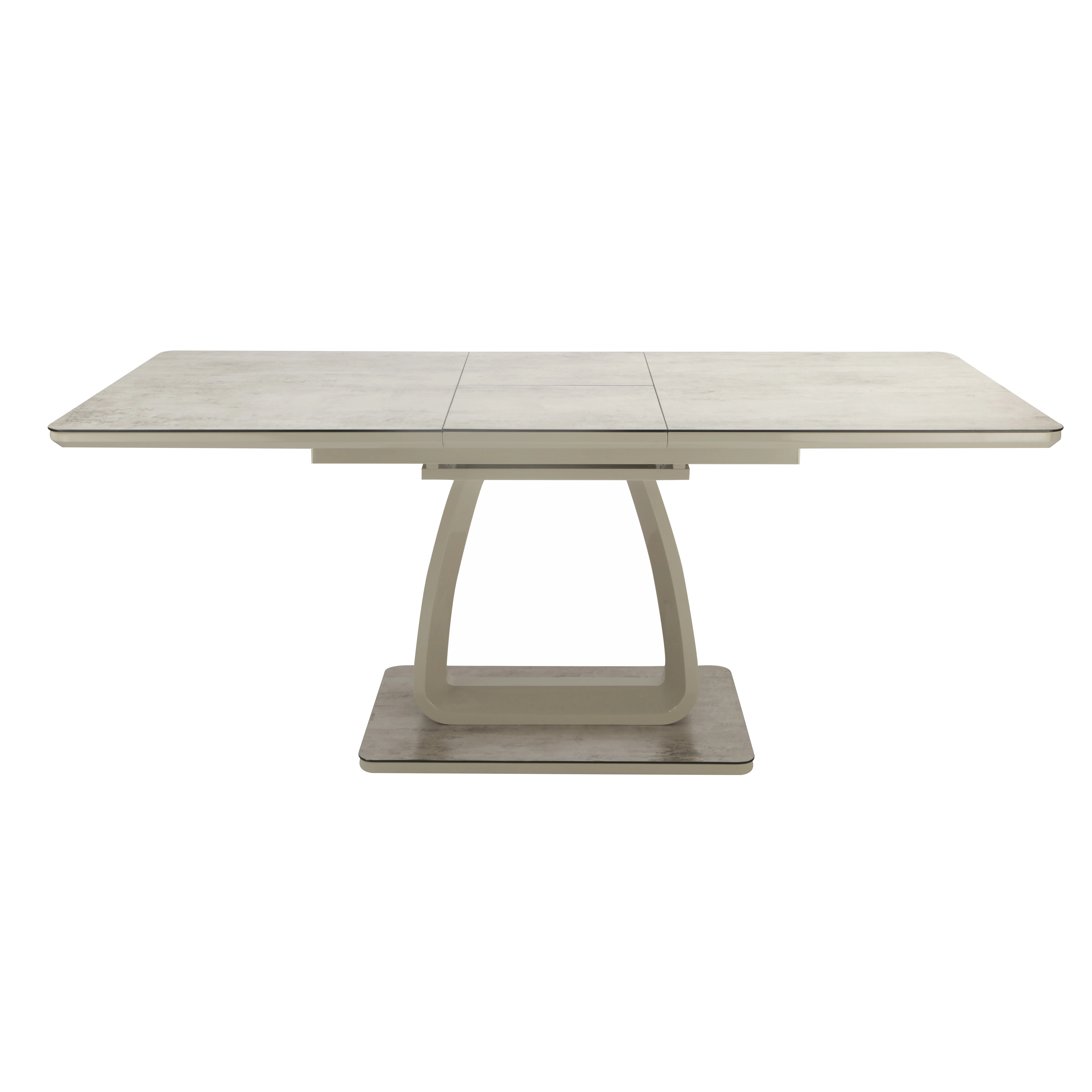 Home Furniture Luxury Light Grey Expandable modern  Dining Table With Gloss