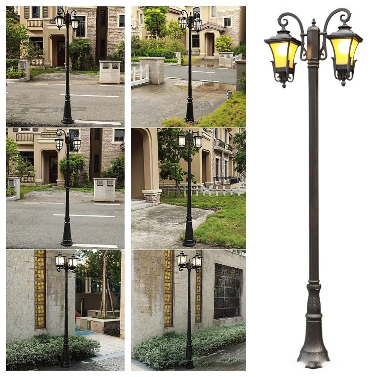 Ancient Roman double headed courtyard villa waterproof garden lamp community landscape garden outdoor lamp garden decoration