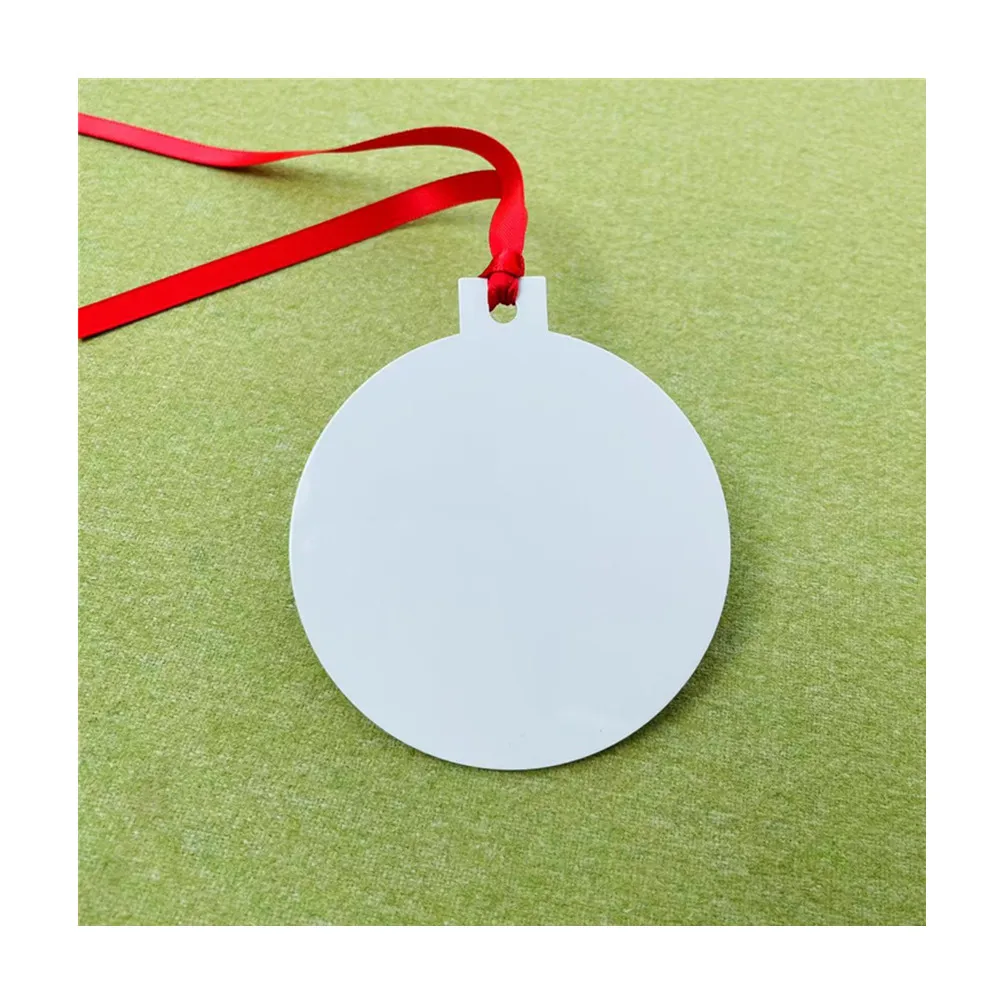 Manufacturer Ball Shaped Gloss White Sublimation Metal Christmas Ornament Aluminum Blank Sublimation Aluminium Xmas Ornaments