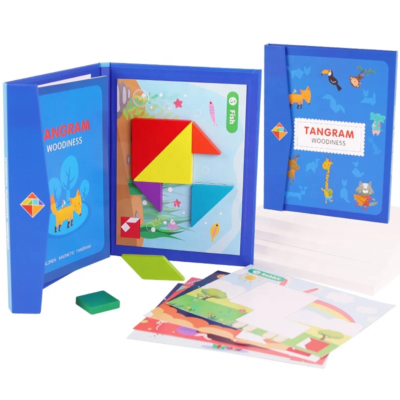 Educational Toy Kids Wooden Tangram Children Animal Jigsaw Puzzle Magnetic Tangram