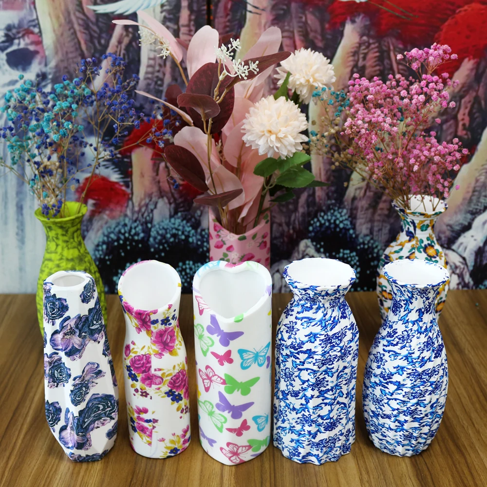 Unbreakable Silicone Vase Drop-Resistant Ceramic Shape for Dried Flower Home Decoration Plastic Vases Genre