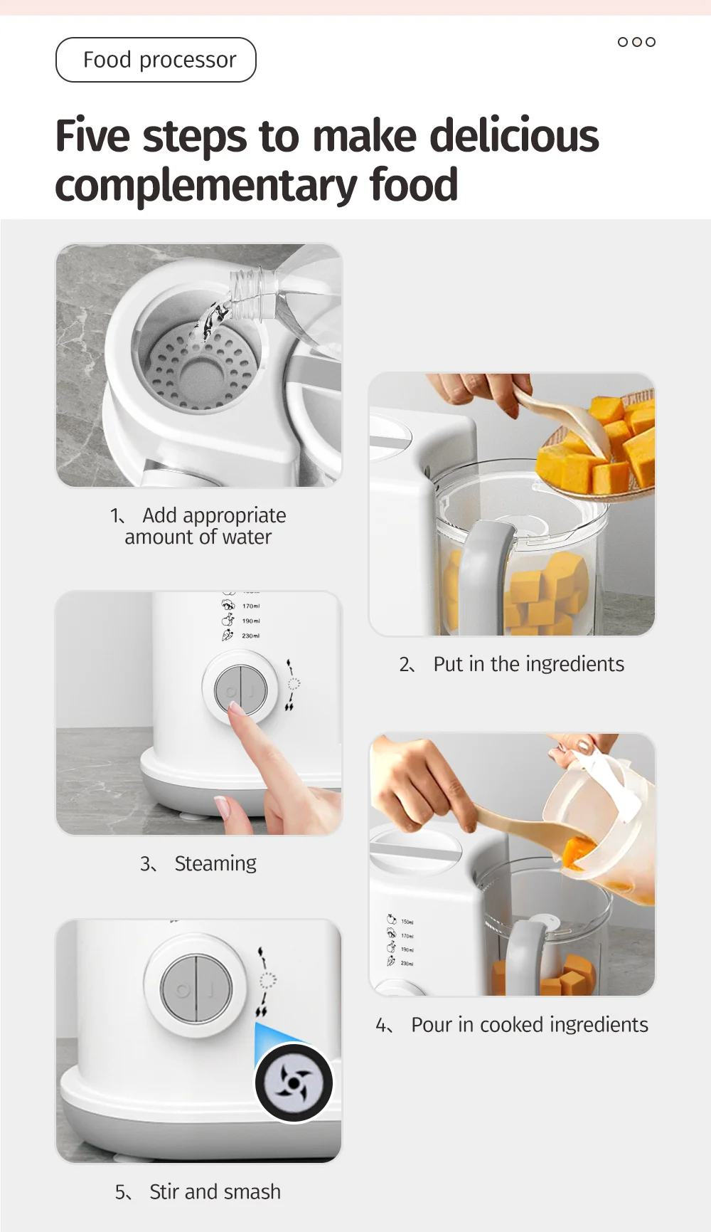 Custom logo baby cooker food maker baby food steamer blender baby food processor