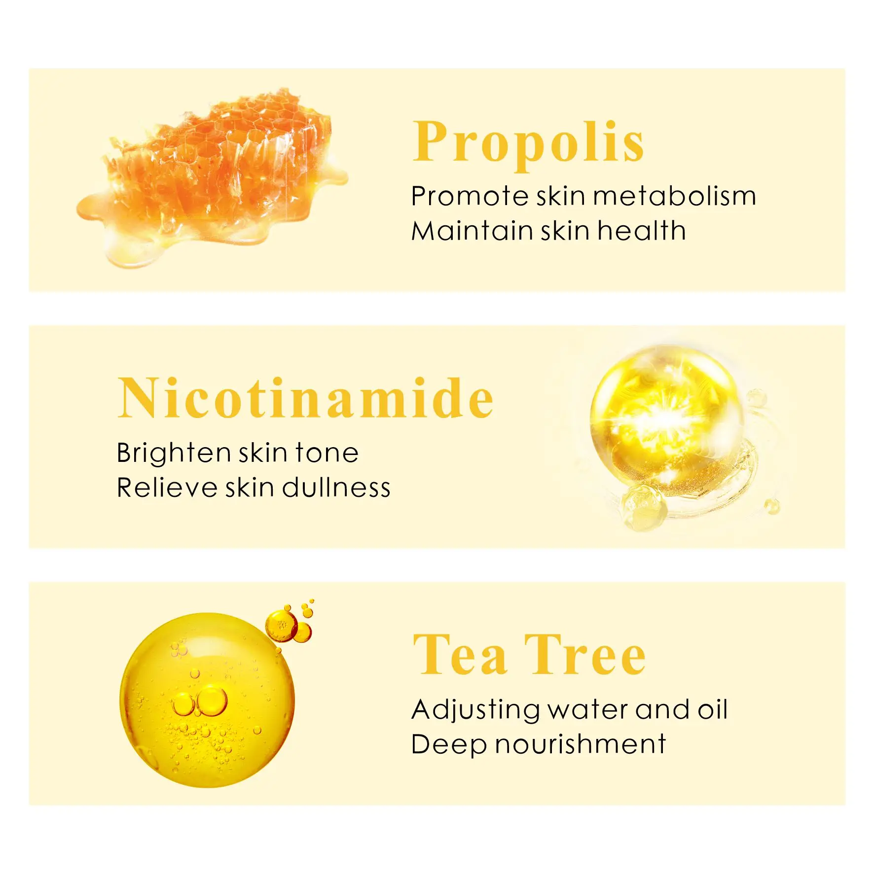 Customized Korean Skincare Products Hydrating Moisturizing Glow Serum Propolis Niacinamide Rice Bran Water Skin Care Serum