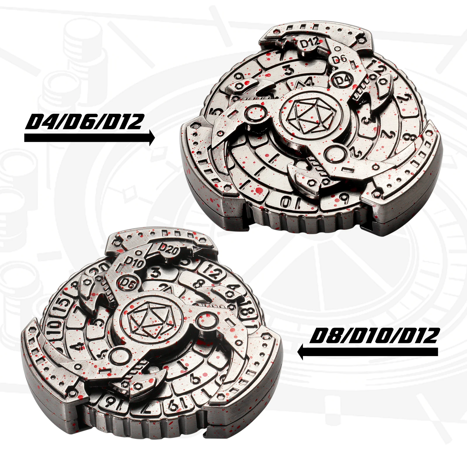 7-in-1 Metal Compass Dice Set with Gift Box Roulette Spinner DND Dice Rotating RPG Dice  for Dungeons & Dragons Tabletop Game
