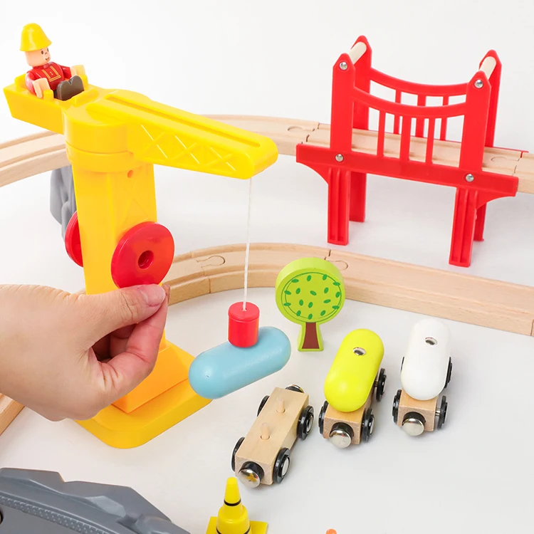 Новый деревянный набор железнодорожных игрушек детские развивающие игрушки наборы