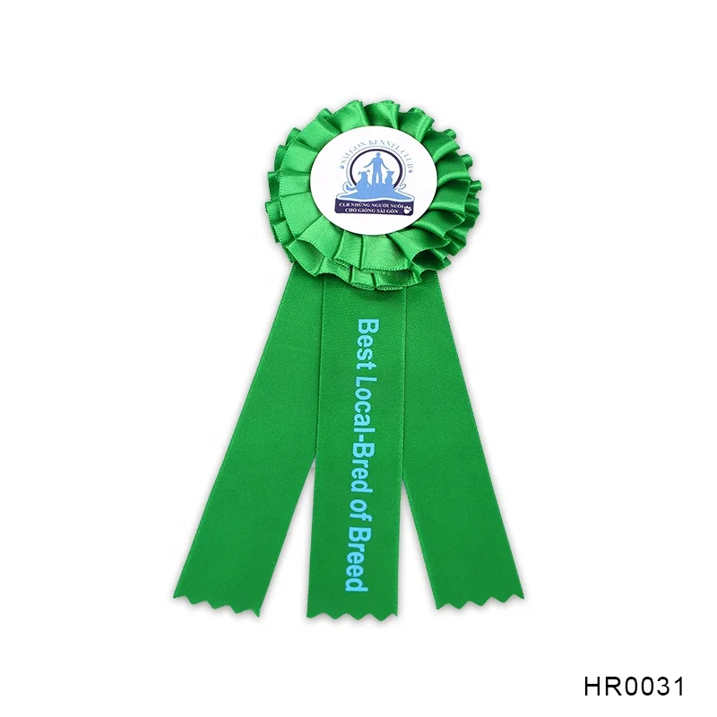 Factory handmade triple layer award ribbon rosette for horse race,horse sport ribbon rosettes flower