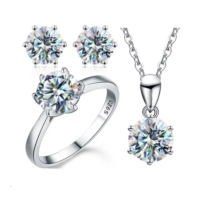 Роскошные дизайнерские ювелирные изделия 1ct из муассанита с бриллиантами и сертификатом обручальные кольца комплект стерлингового серебра 925 для женщин