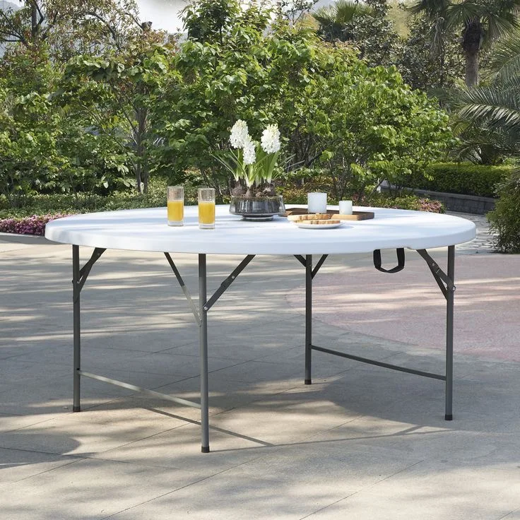 Rectangular wholesale White Portable Camping Picnic Plastic Event Wedding Banquet  Folding  Table with handle