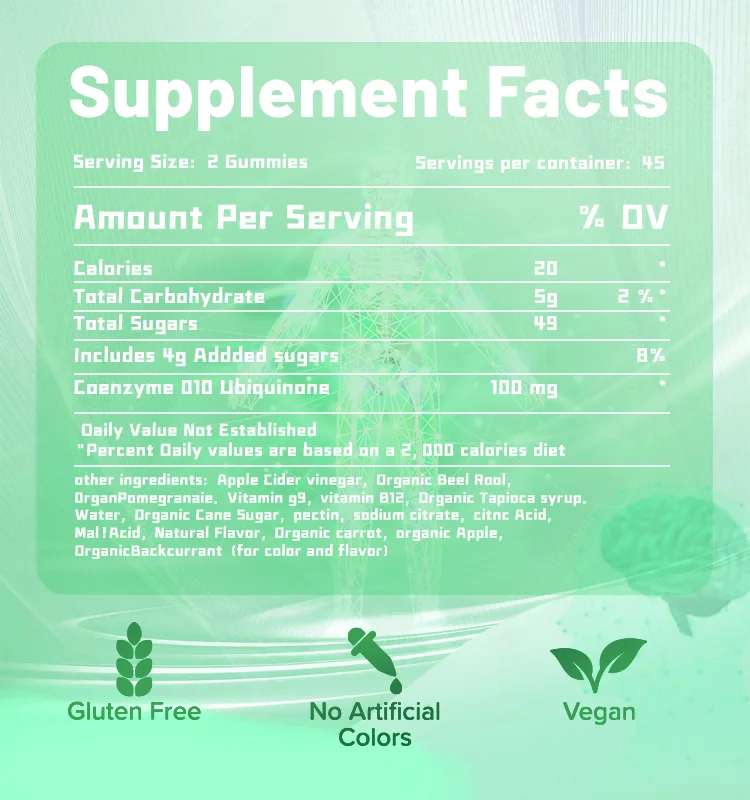 Amazon Hot Sale Co Q-10 Heart Health Vitamins OEM Customized Halal Gummies Candy Softgel Capsule Adults Heart Guard Booster