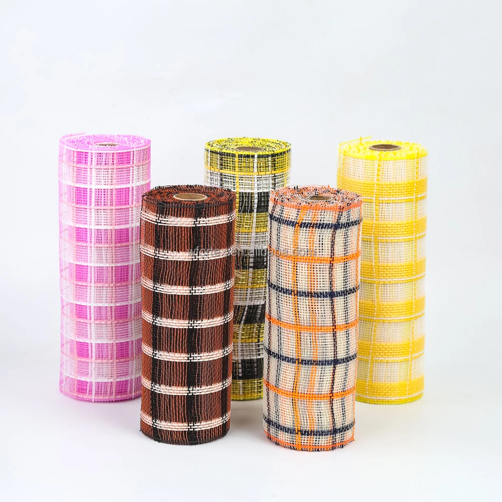 Dacron Christmas White Decor Mesh Webbing for Decorative Christmas Tree Wired Ribbon Metallic Poly Mesh Ribbon