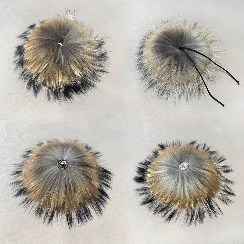 Wholesale High Quality 13-15cm genuine Raccoon Fur Pom Poms For Hats Accessories