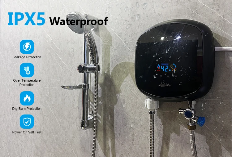 220V Black Multi-Function Instant Water Heater Electric Touch Screen Control Household Hotel Use Hot Sales Plastic Housing 0