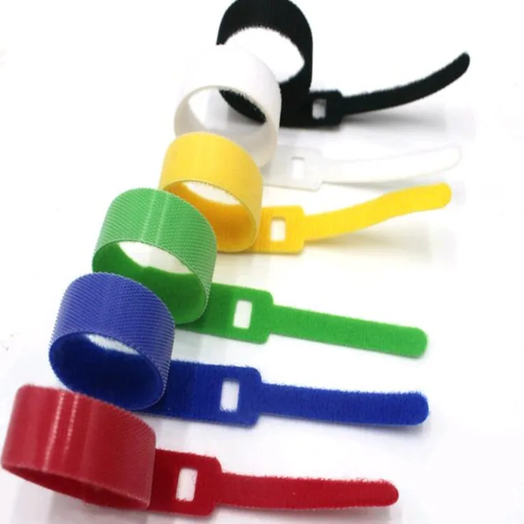 Stock Wholesale Back To Back Hook And Loop Strap Fastener Colorful Reusable Cable Ties