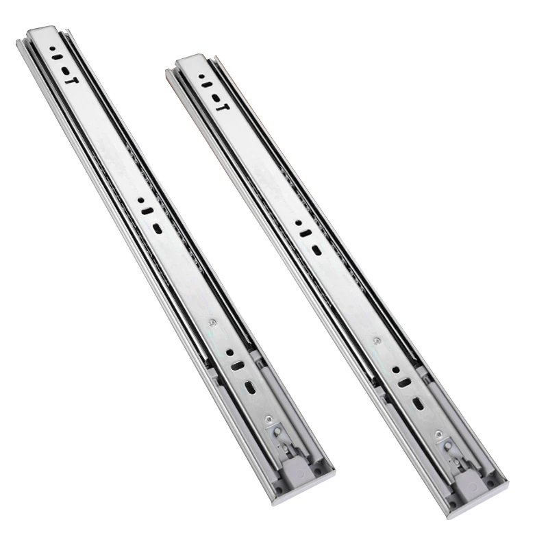 High Quality 45mm Full Extension Telescopic Rail 3 Fold Ball Bearing Push To Open Drawer Slides