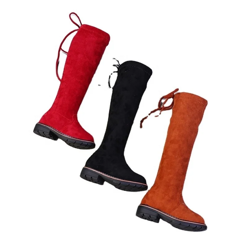 Детские сапоги до колен, Детские блестящие сапоги из искусственной кожи на плоской подошве для девочек, детские длинные сапоги для осени и зимы