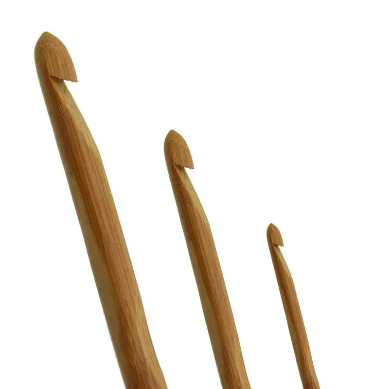 12pcs/set Knitting Needles Handle Bamboo Crochet Hooks Knitting Needles Set Weave Craft With Bag