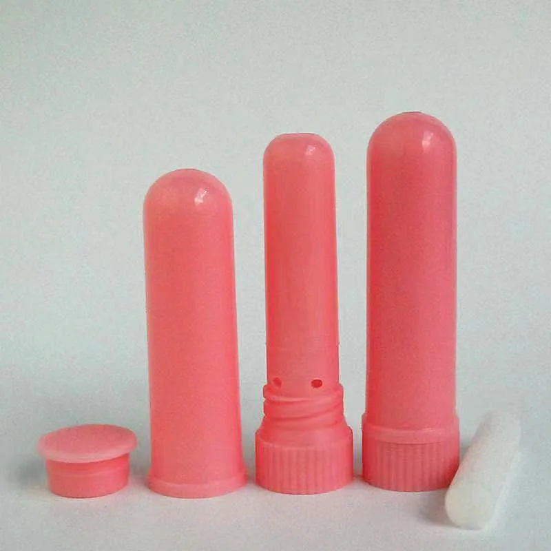 Empty plastic nasal inhaled stick with cotton wick, essential oil nasal inhaler packaging wholesale