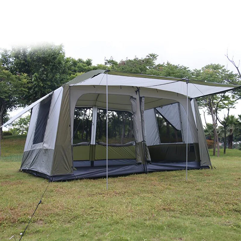 8-12 Persons Large Family Camping Tent  Double Layers Two Bedooms Outdoor Waterproof Portable Luxury Camping Tents