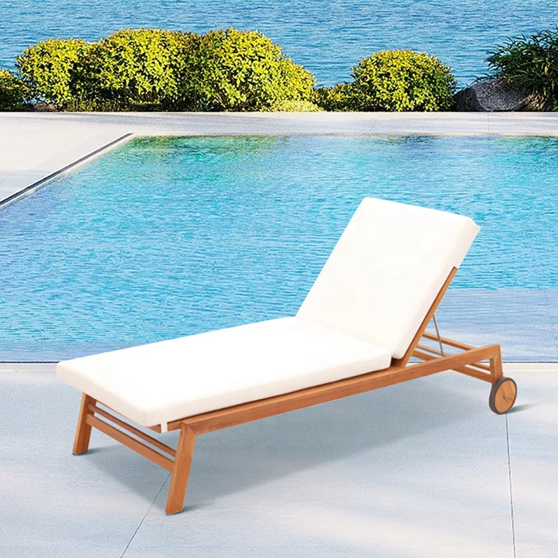 Comfty Modern Garden Patio Chaise Lounge Sunbed Chairs Furniture Outdoor Exterior Pool Teak Wood Sun Lounger