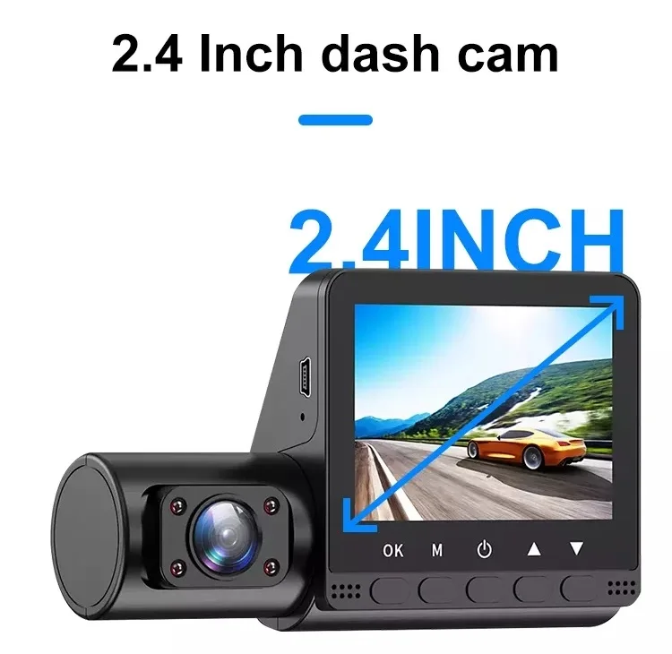 Universal 1080P 720P Car Dash Cam 2.4inch Front and Inside Car Video Recorder 3 Lens Dashboard Camera