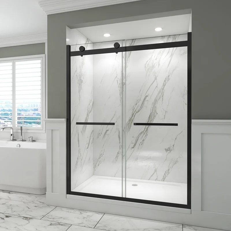 Customized Stainless steel full frame shower door fixed panel single sliding door