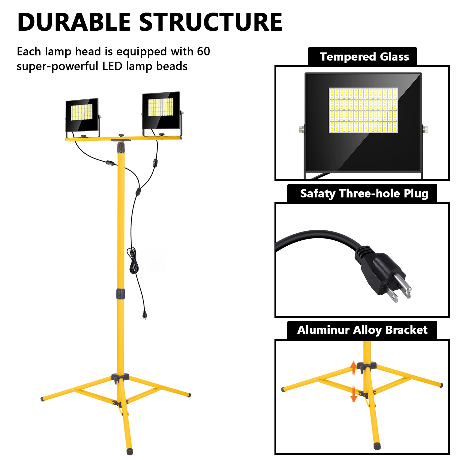 Rechargeable work light 120W IP67 Adjustable Head LED Work Light with stand Use in construction sites led tripod work light
