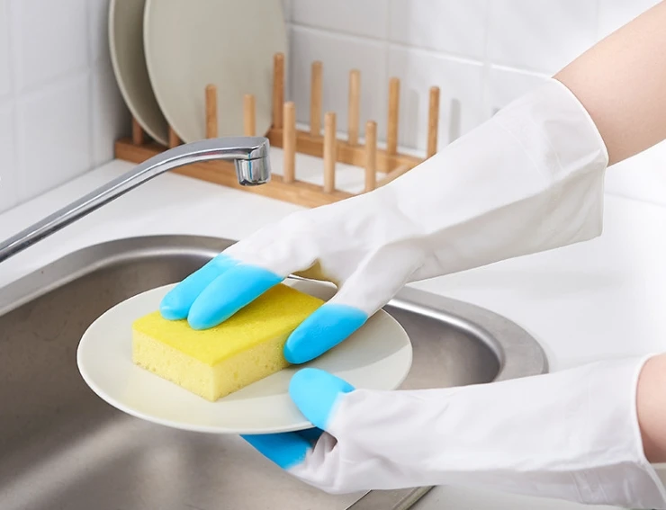 Kitchen dishwashing gloves Durable clean waterproof household cleaning laundry rubber gloves