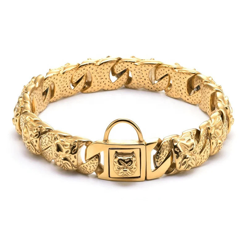 2022 new Special bully dog design cool 14k gold Stainless steel big pit bull dog neck chain