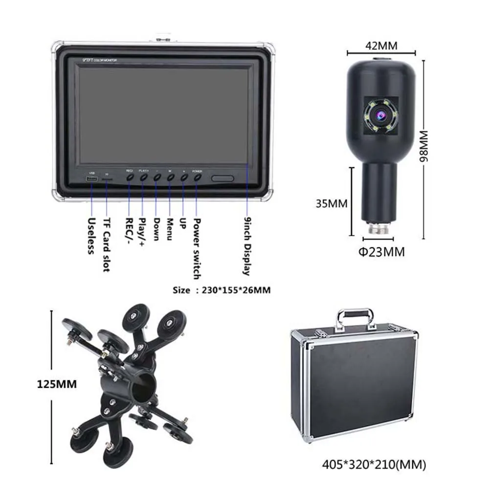 9 inch DVR 30M 50M 1080P HD Dual Camera Lens Drain Sewer Pipeline Industrial Endoscope Pipe Inspection Video Camera waterproof