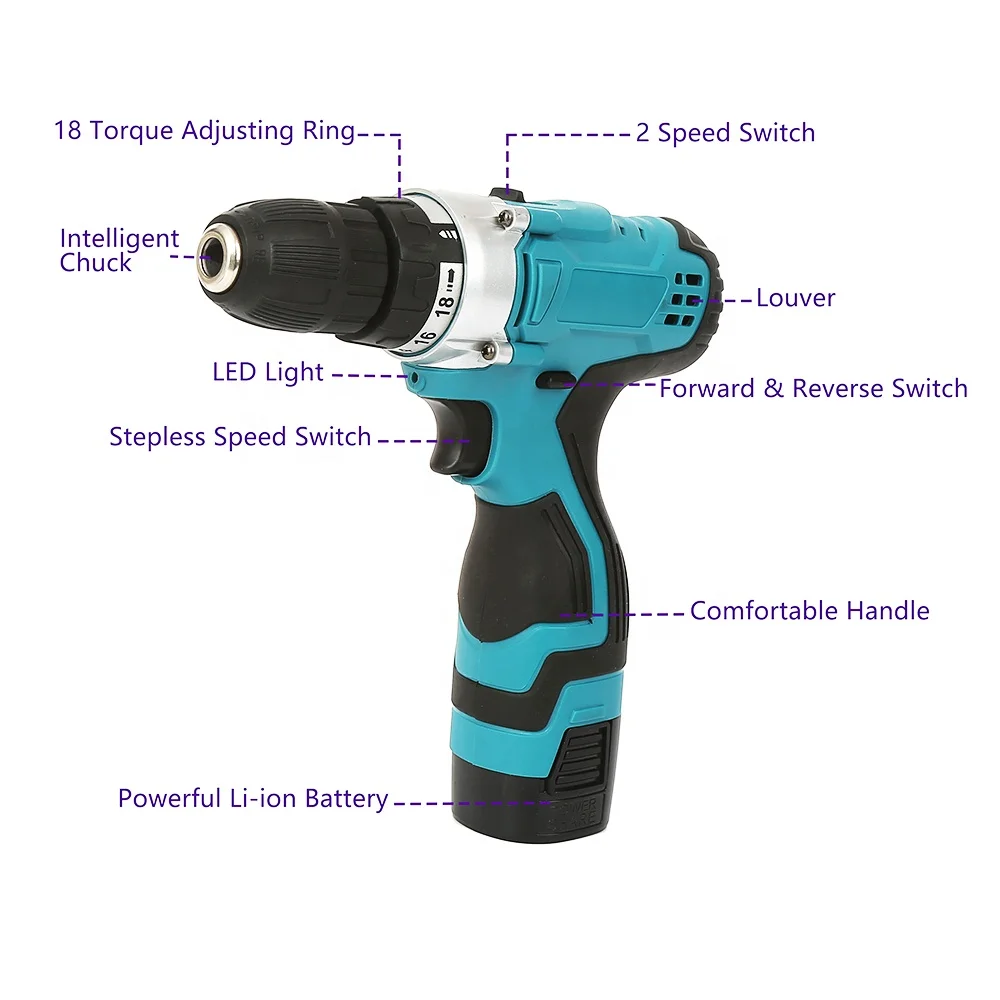 12V Home Appliance Power Tools Combo Set Electric Quick Charge Battery Mini Drills Electric Lightweight Powerful Cordless Drill