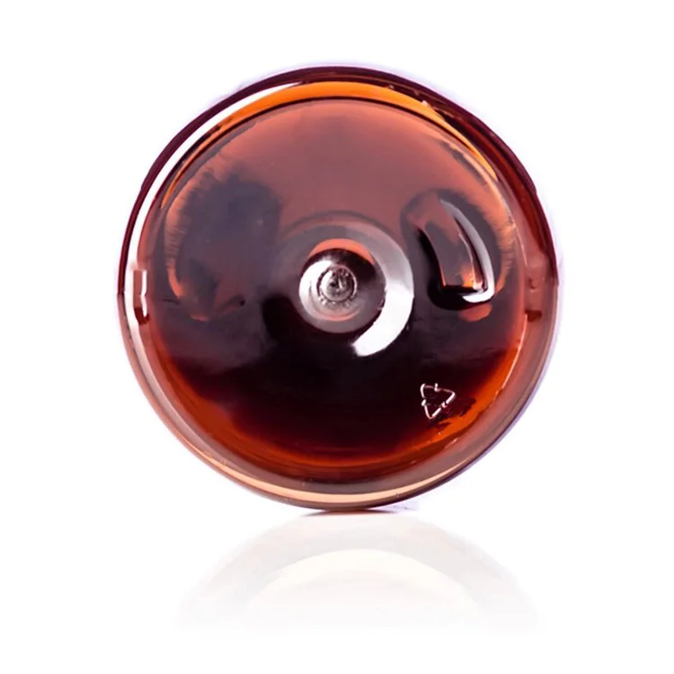 4 oz amber PET plastic boston round bottle with 24-410 neck finish