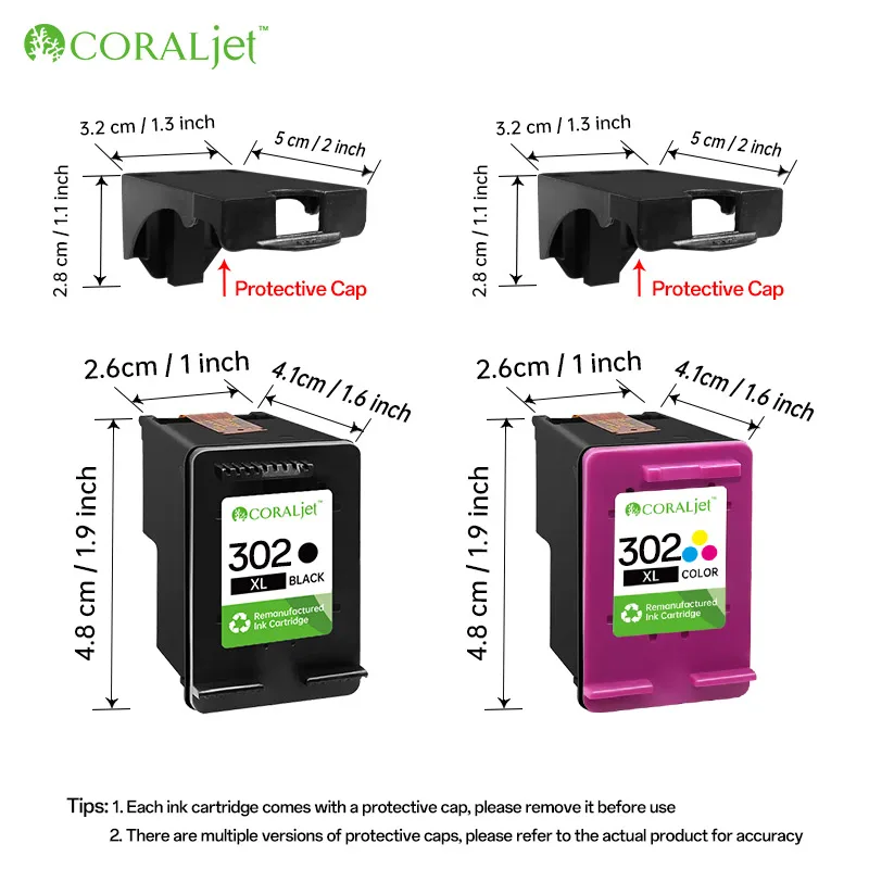 CORALjet 302 302xl чернильный картридж совместимый HP воспроизводства чернильного картриджа цвета и черного для 1110 принтера Deskjet