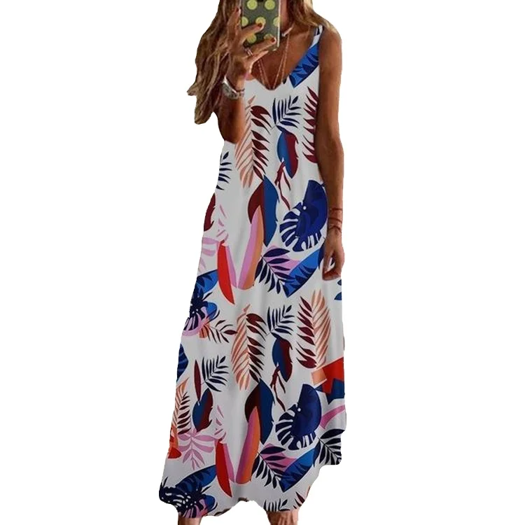 Wholesale Bohemian Sleeveless Backless Stylish Floral Casual Maxi Dress Sundresses For Women Evening Dress