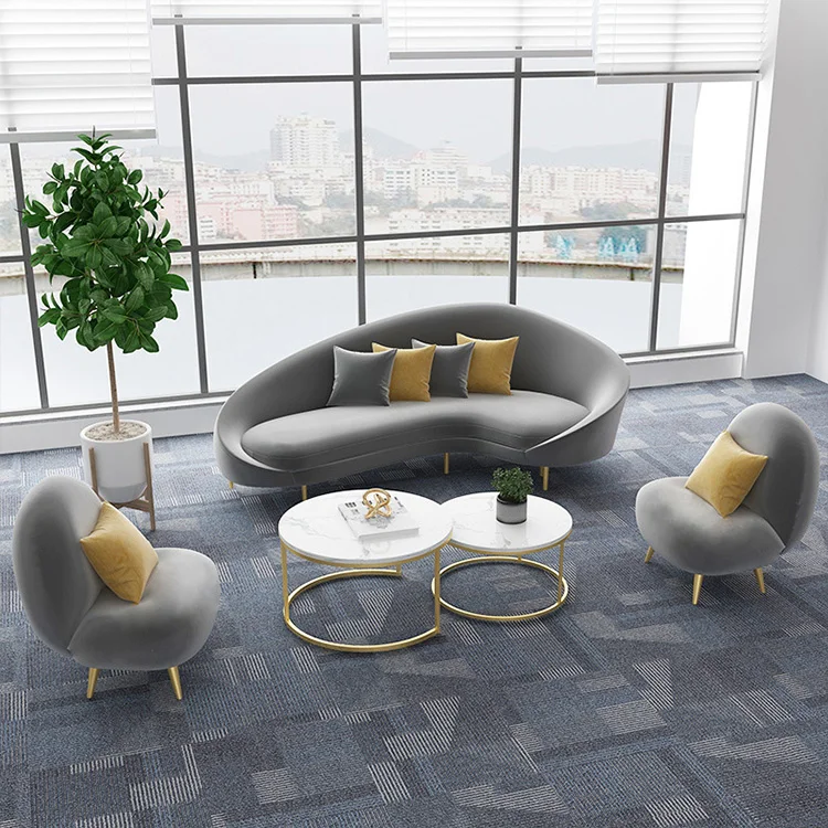 Sophisticated Technology Furniture Sofa Salon Office Reception Sofa Arc Shape Cloth Art Sofa