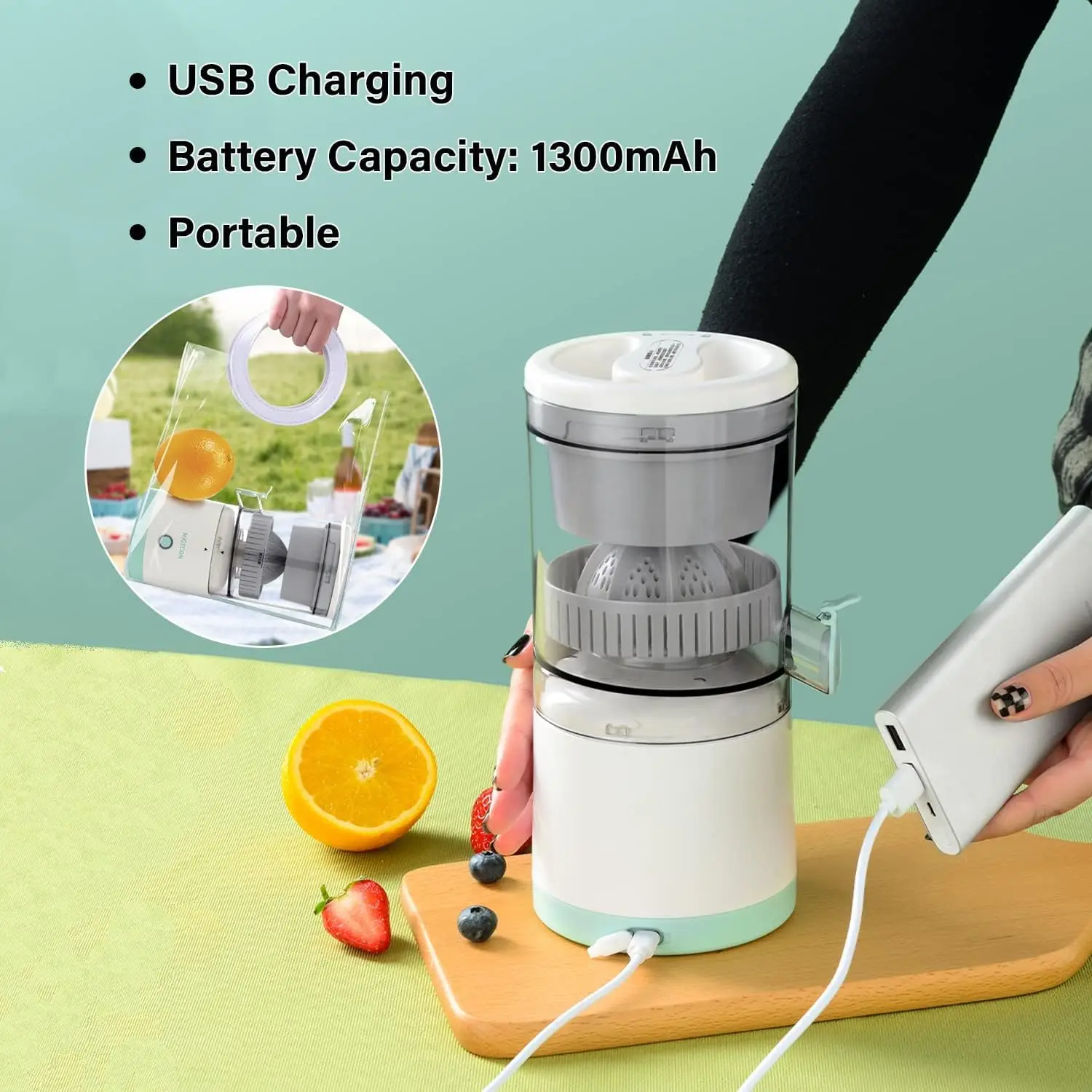 Mini Fruit Orange Juicer Portable Electric Citrus Juice Multi-purpose Orange Juicer Lemon Blender With Usb