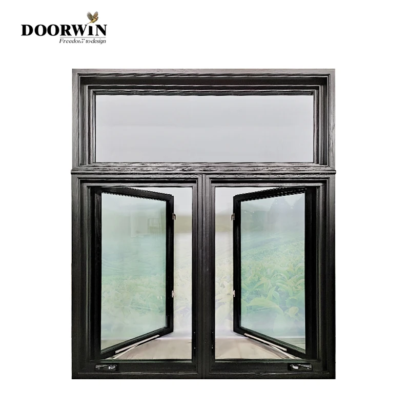 Современный дизайн алюминиевое деревянное окно с кривошипной ручкой для дома