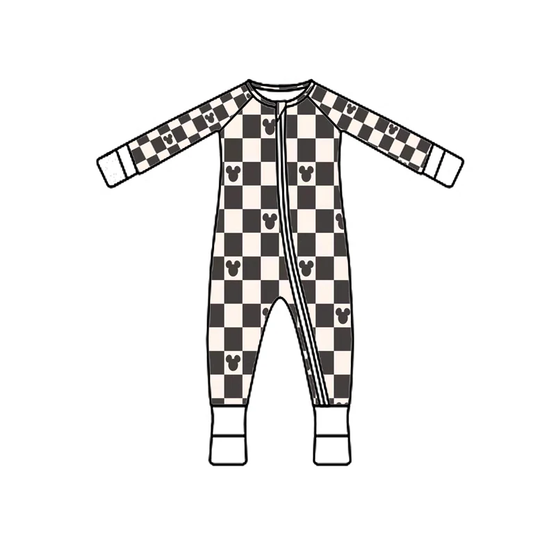 Bamboo Custom Print Baby Double Zipper Pajamas Sleepers Children Toddler Sleepwear Fold Cover Rompers