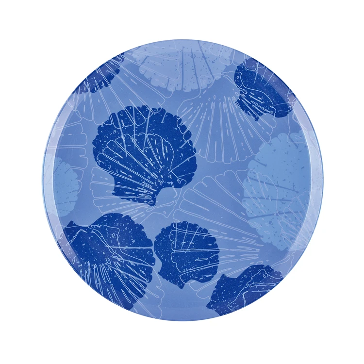 Пластиковая безопасная обеденная тарелка из меламина в форме листа банана, круглая тарелка