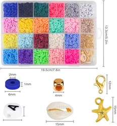 Amazon Hot Sale 6MM Soft Pottery Boxed Letter Bead 24 Grids Soft Pottery Beads Pendant DIY Bracelet Jewelry Accessories