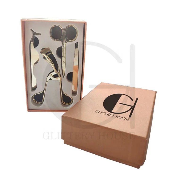 Набор аппликаторов для ресниц, щипцы для завивки ресниц, ножницы 4 в 1, индивидуальная упаковочная коробка, частная этикетка, инструменты для макияжа, пинцет для ресниц, набор аппликаторов