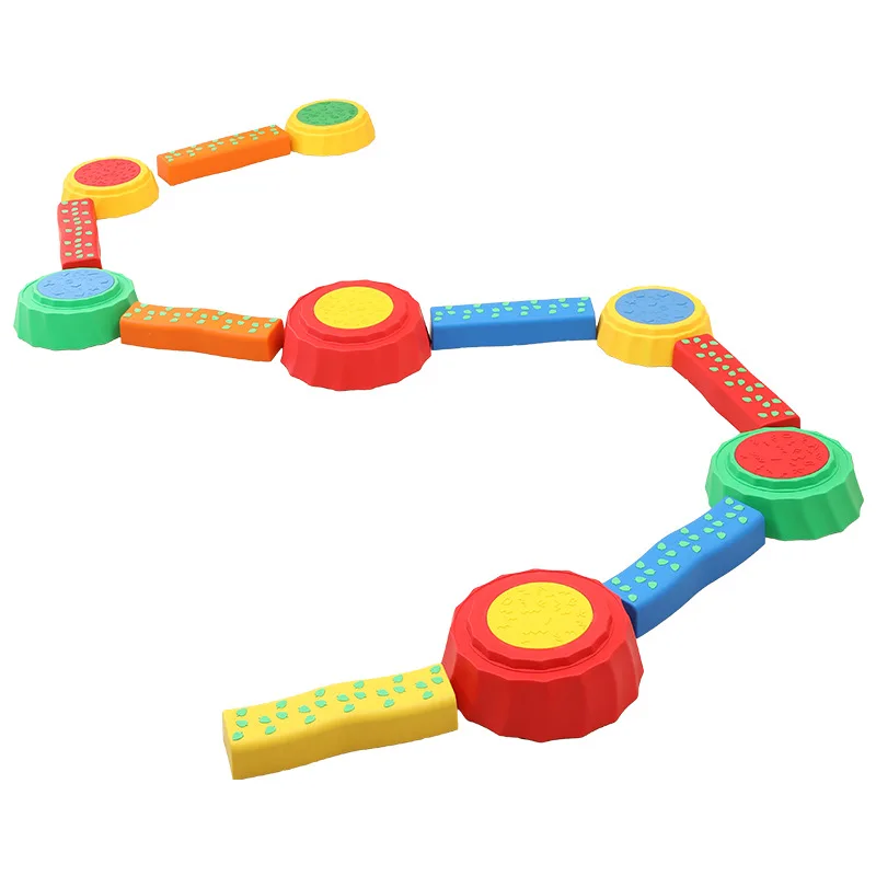 10pcs Set Kids Balance Beam,Balance Bridge with Non-slip Surface & Bottom Stepping Stones for Kids, Toddler Sensory Training